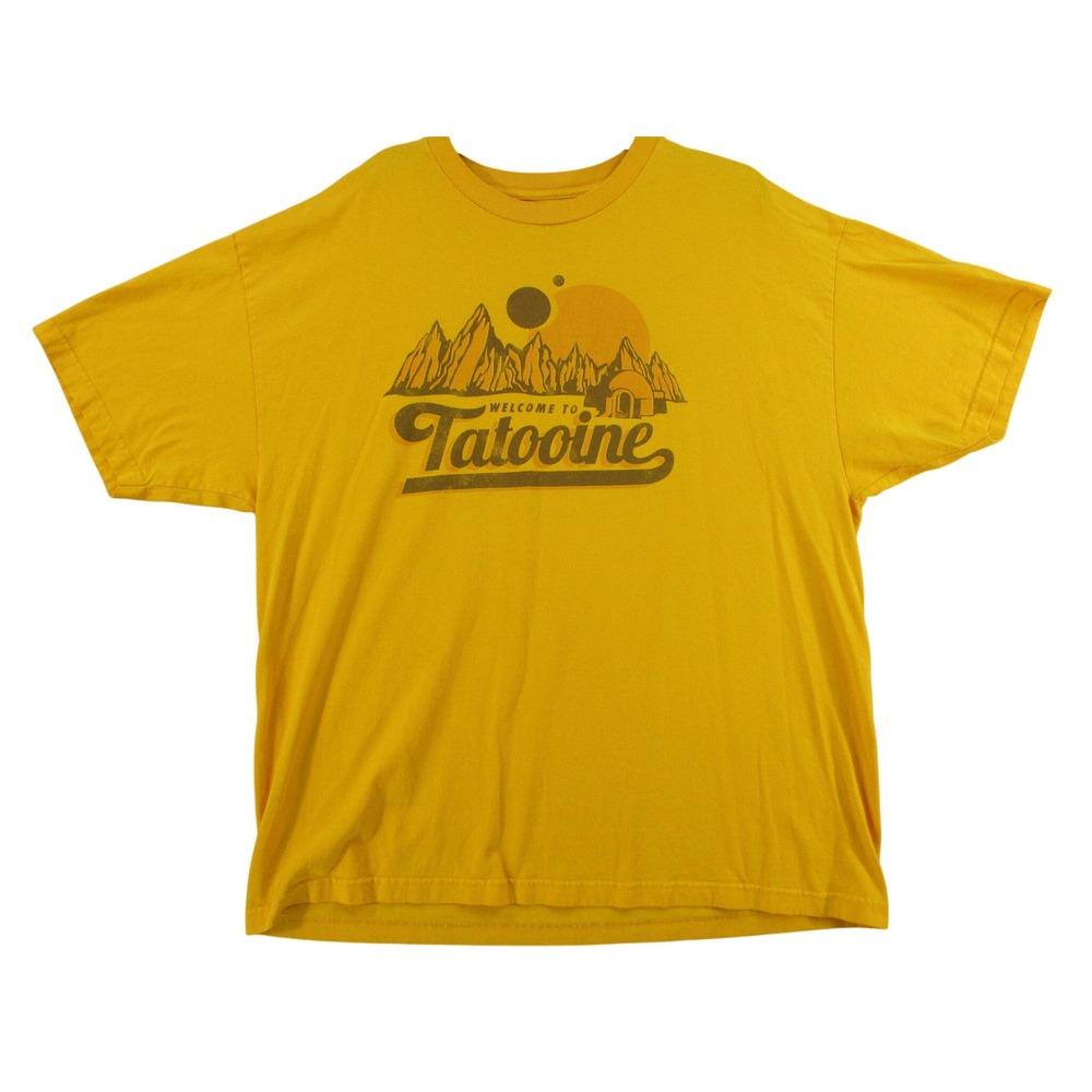 Star Wars Welcome to Tatooine Graphic T-Shirt Mens XXL Yellow Mad Engine Retro
